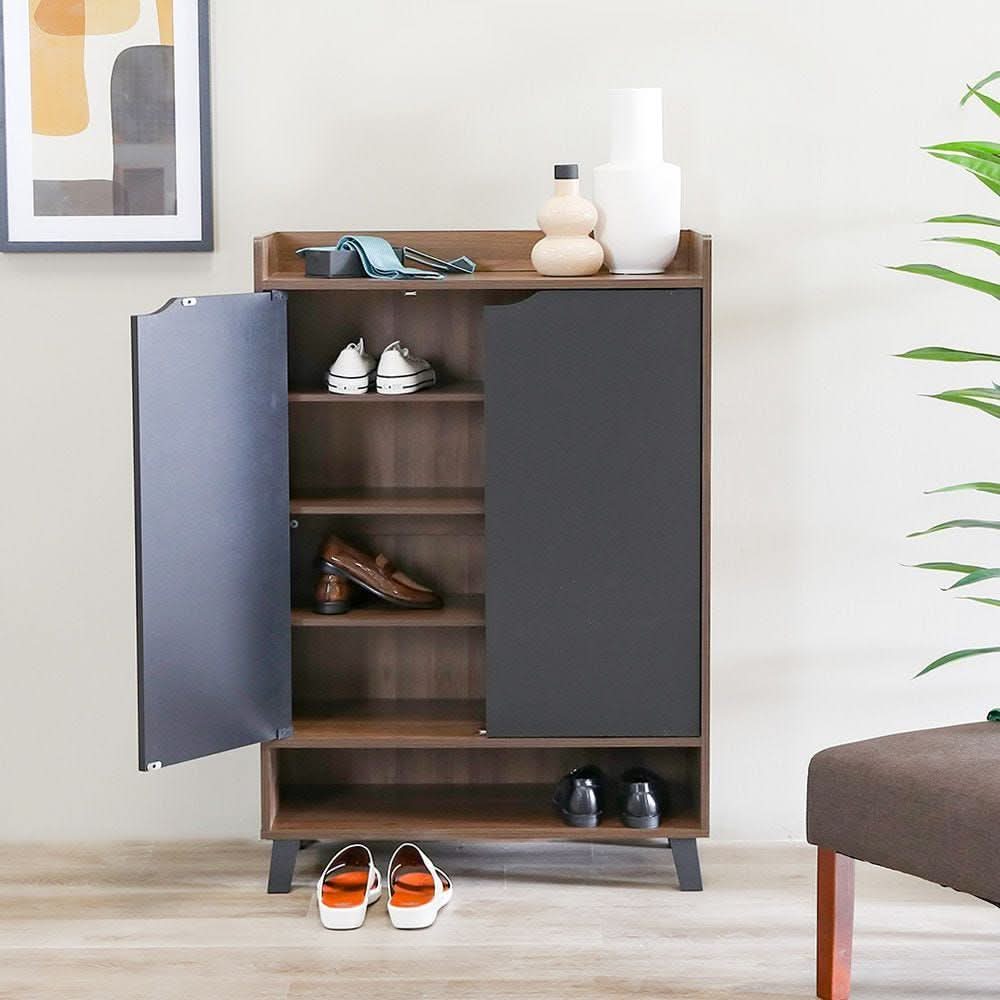 Janos 15-Pair Shoe Cabinet - Columbia/Black