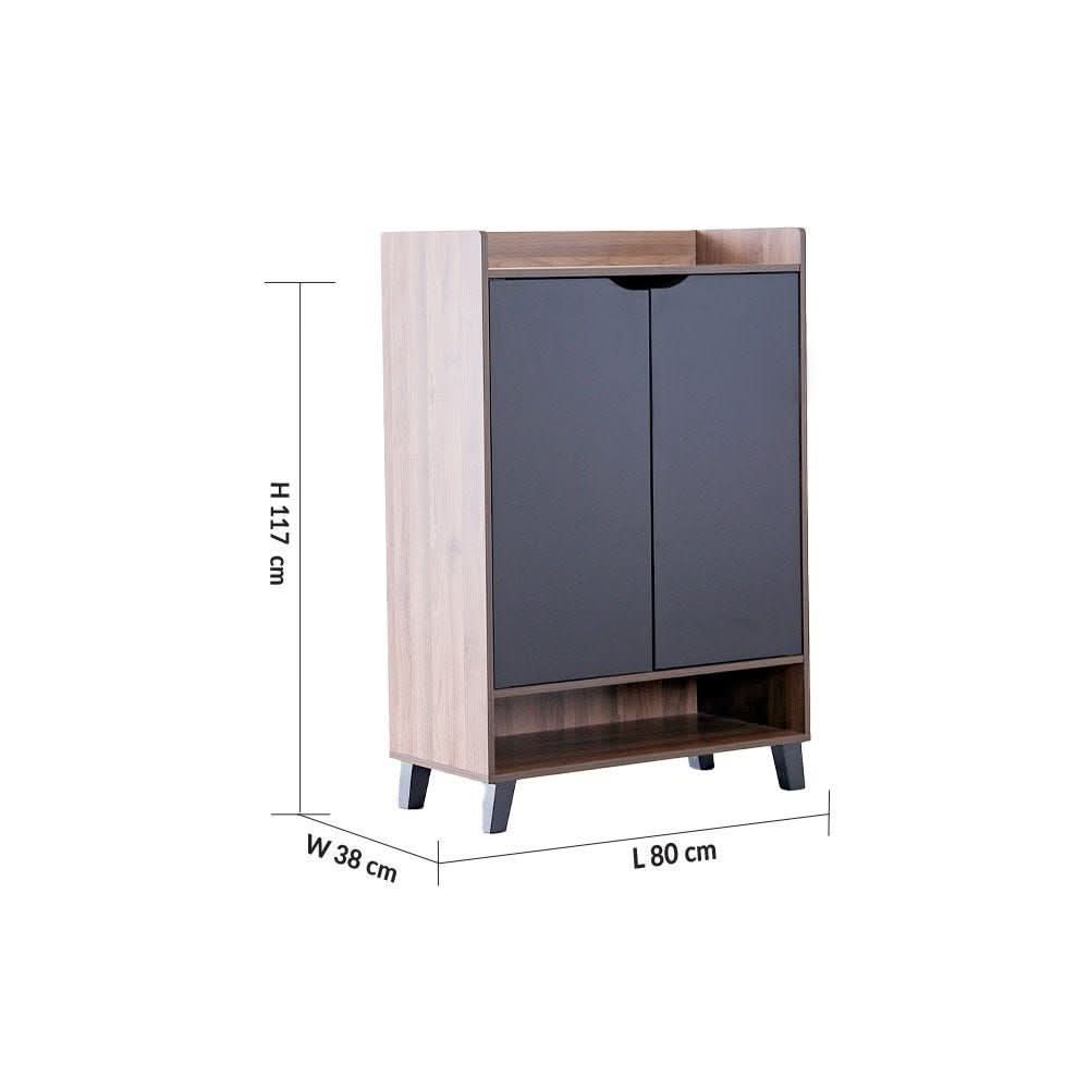 Janos 15-Pair Shoe Cabinet - Columbia/Black