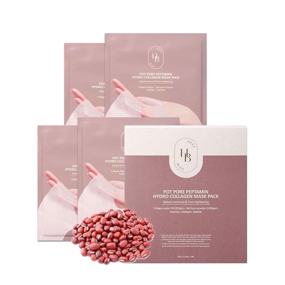 مجموعة أقنعة HEVEBLUE Pot Pore Peptamin Hydro Collagen (4 أقنعة)