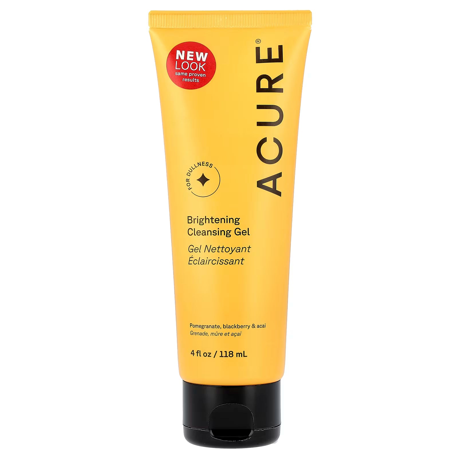 ACURE, Brightening Cleansing Gel, Pomegranate, Blackberry & Acai, 4 fl oz (118 ml)