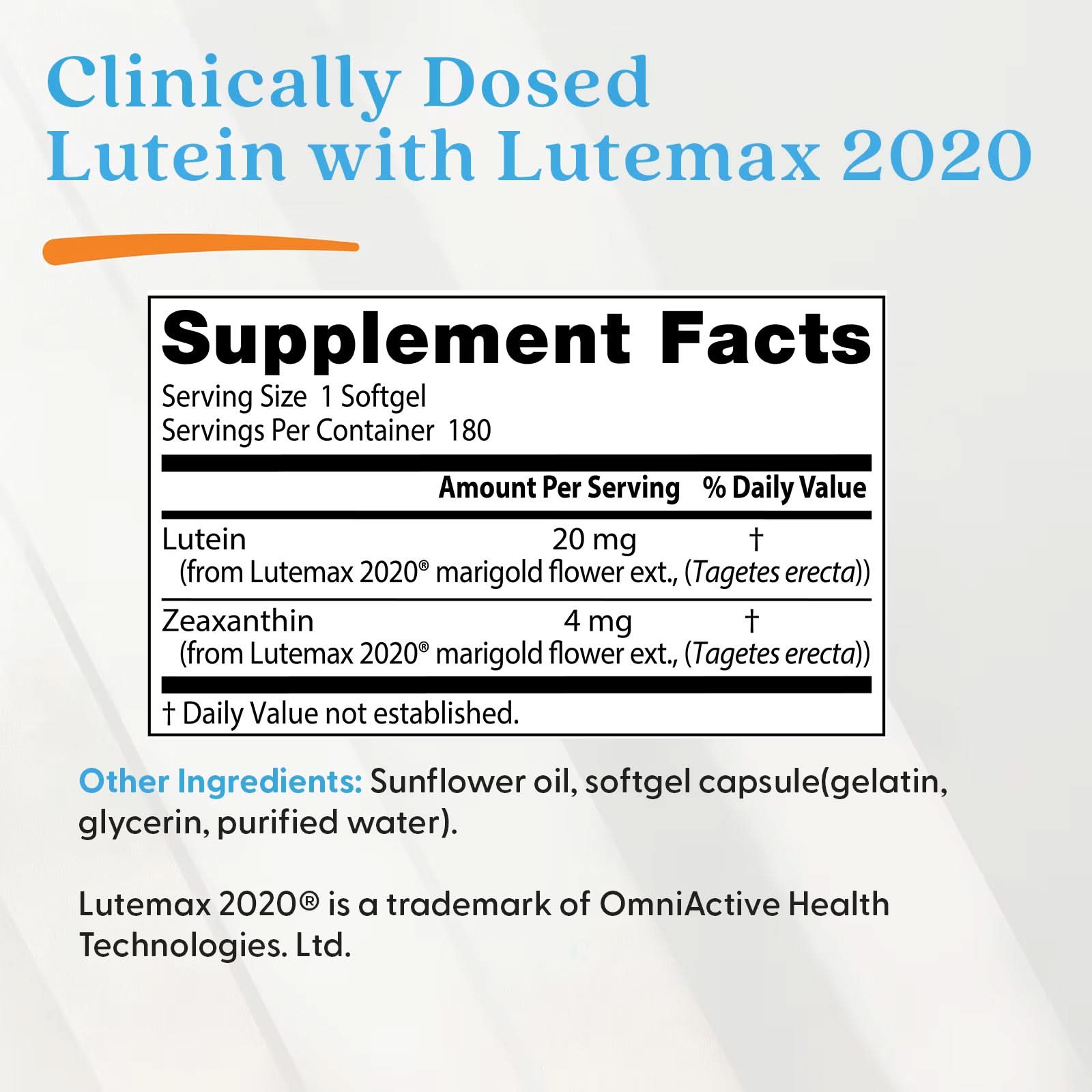 Doctor's Best, Lutein, Lutemax 2020, 20 mg, 180 Softgels