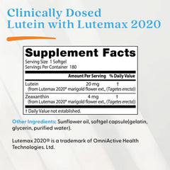 Doctor's Best, Lutein, Lutemax 2020, 20 mg, 180 Softgels