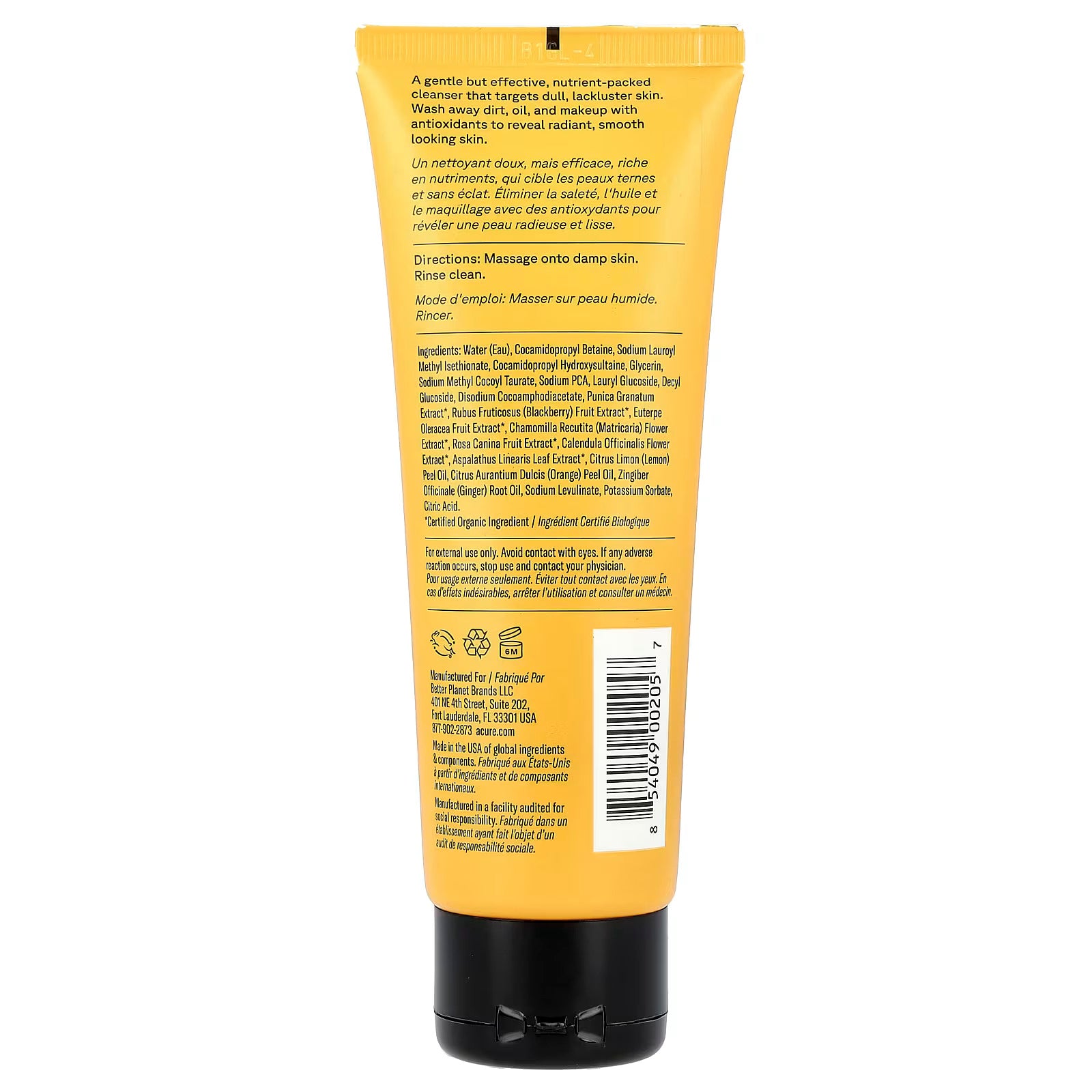 ACURE, Brightening Cleansing Gel, Pomegranate, Blackberry & Acai, 4 fl oz (118 ml)