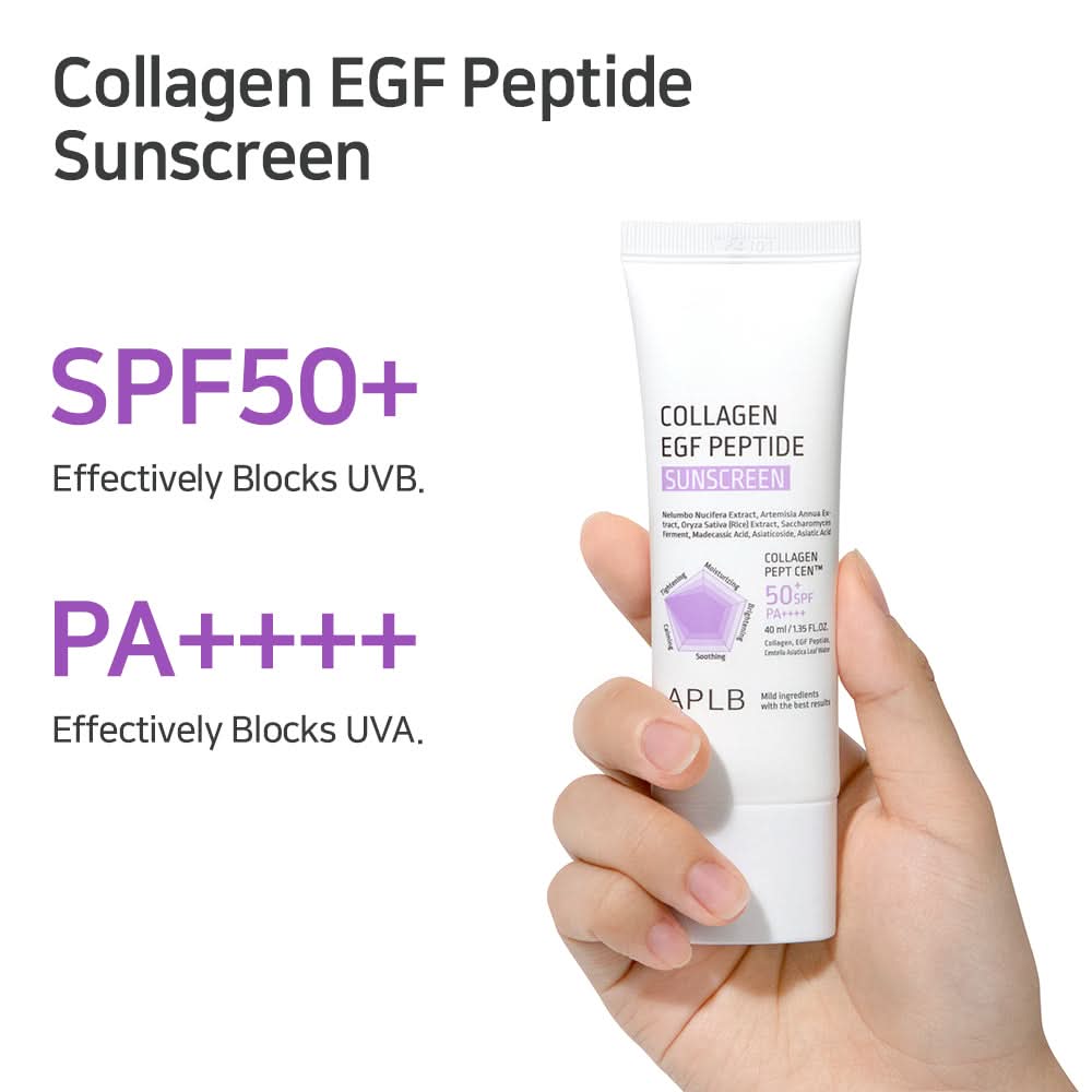 APLB - واقي شمسي يحتوي على الكولاجين وعامل نمو البشرة والببتيدات، بعامل حماية SPF50+ و PA++++ (40 مل)