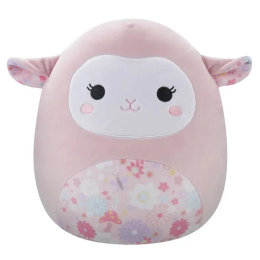 SQUISH Mallows Lala Lamb With Floral Ears And Belly Plush Toy Pink 12 Inch