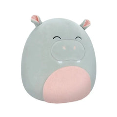 SQUISH Mallows Harrison Hippo W/Pink Fuzzy Belly Plush Toy Grey 12 Inch
