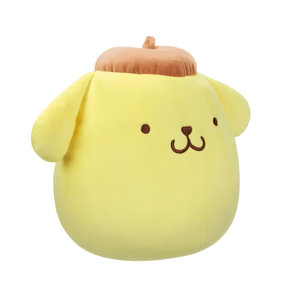 SQUISH Mallows Little Sanrio Core Pompompurin In Brown Cap Plush Toy 8 Inch