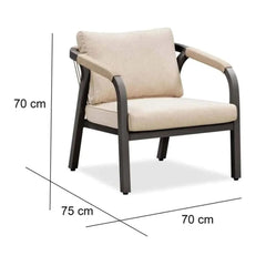 Angelo Single-Seater Aluminum & Rope Sofa (70 x 75 x 70 cm, 2 Pc.)