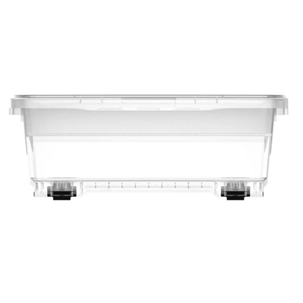 صندوق تخزين بلاستيكي شفاف من كوزموبلاست يُوضع تحت السرير، مزود بعجلات وغطاء قابل للقفل، سعة 25 لترًا