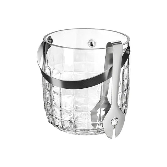 IKEA FRÖJDA Ice bucket with tongs, clear glass/stainless steel
