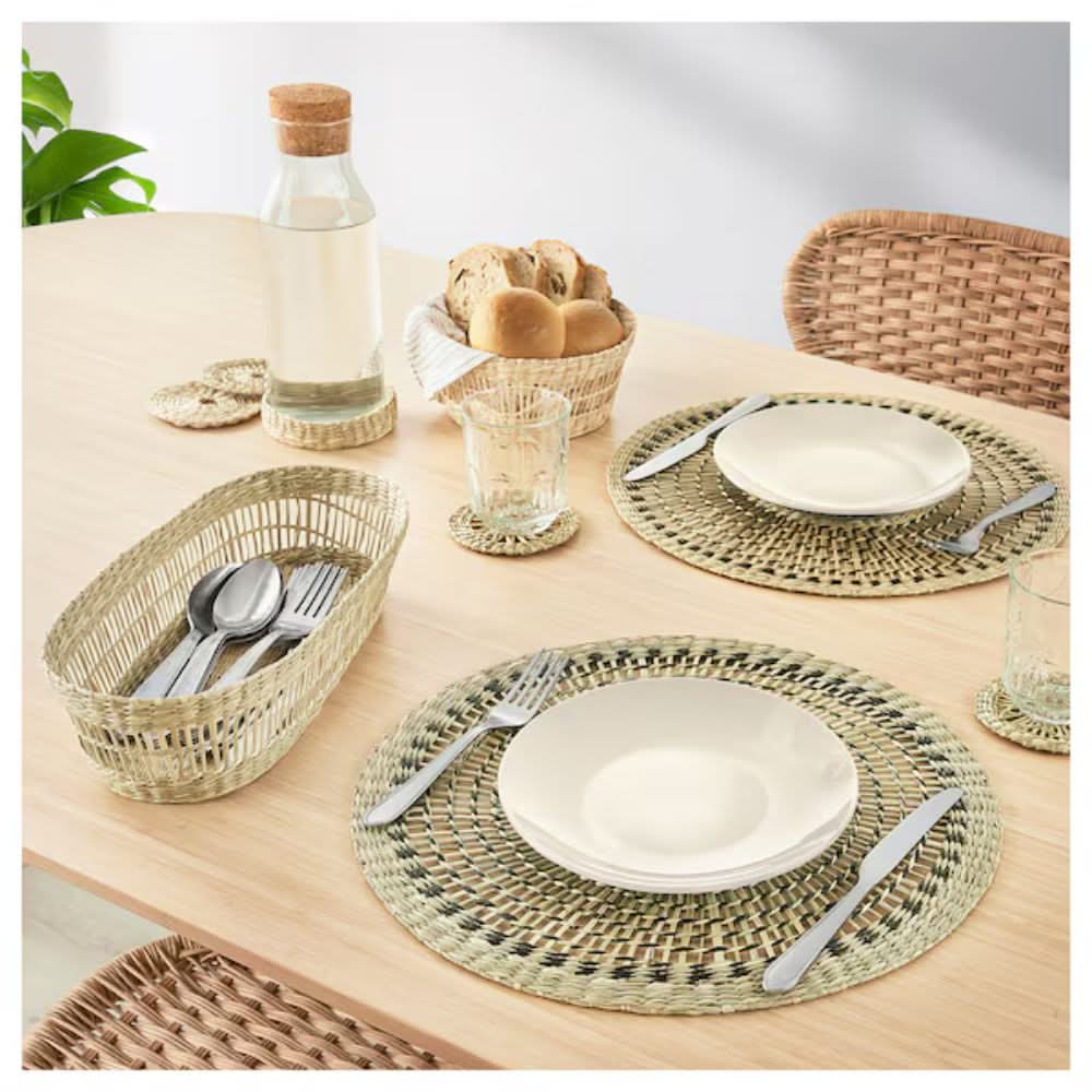 IKEA PENNFISK Place mat, natural/sedge handmade, 37 cm