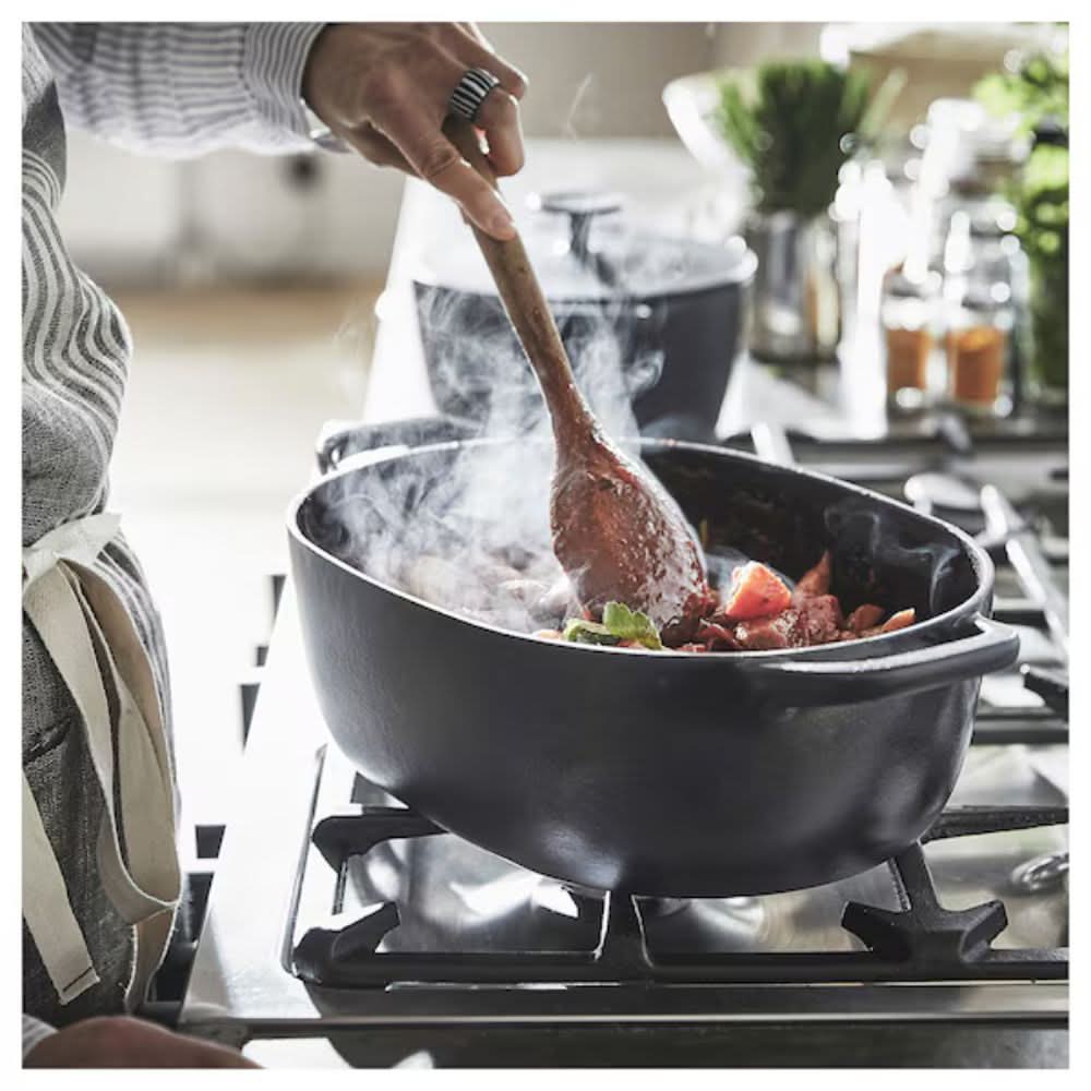 IKEA VARDAGEN Casserole with lid, enamelled cast iron matt/black, 6.5 l