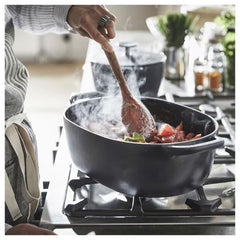 IKEA VARDAGEN Casserole with lid, enamelled cast iron matt/black, 6.5 l