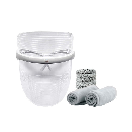 مجموعة قناع الوجه بتقنية LED من ماجنيتون لندن، مع مناديل التنظيف والمسح