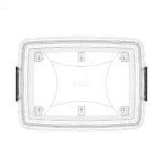 Cosmoplast Clear Plastic Storage Box with Wheels & Lockable Lid 82L