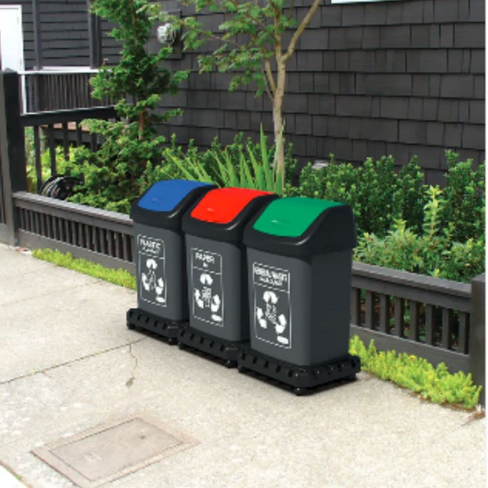 Cosmoplast Modular Recycle Bins with Swing Lids 46L x 3