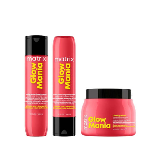 Glow Mania Colour Protecting Shampoo, Conditioner, & Mask Trio for Coloured Hair