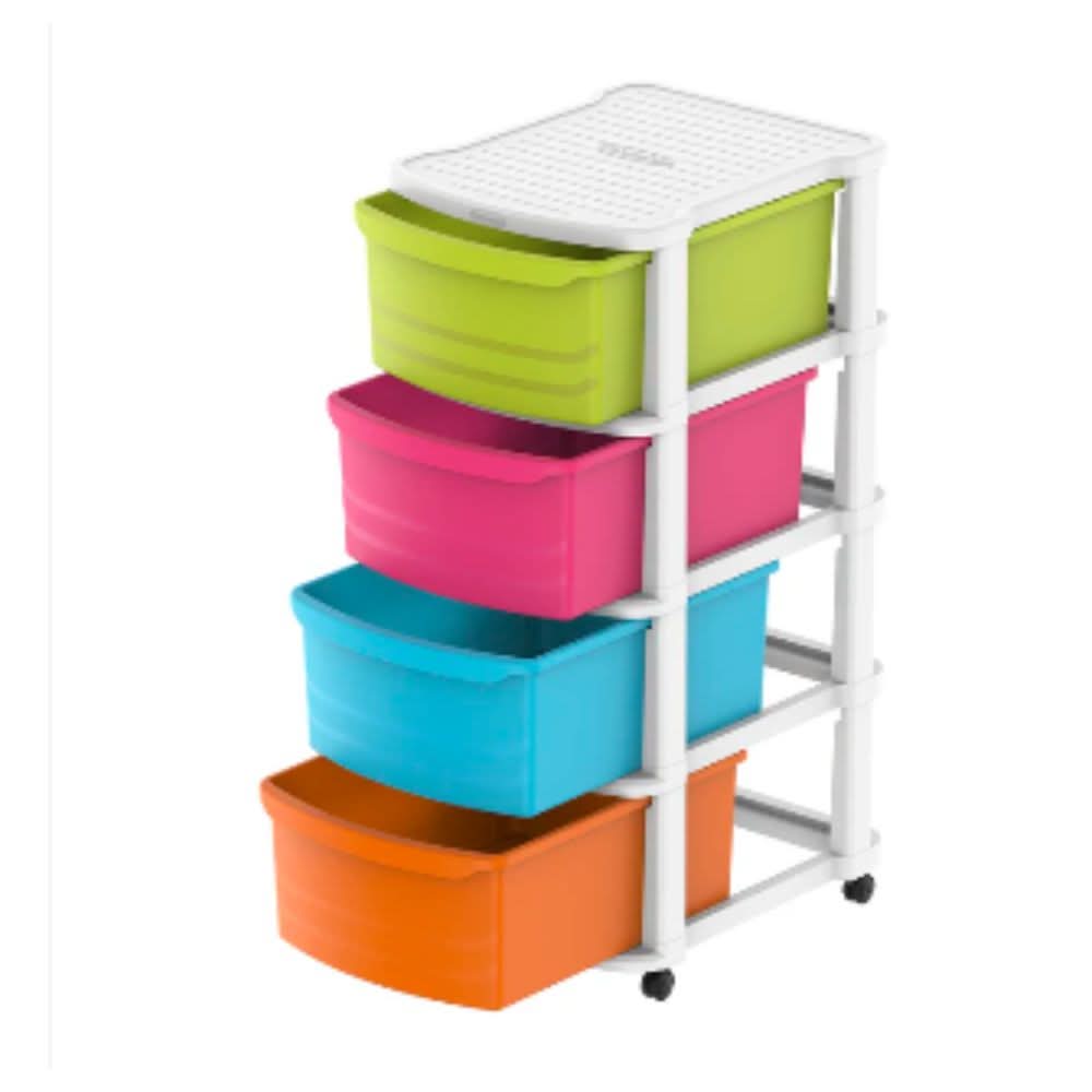 Cosmoplast Tiers Multipurpose Storage Cabinet with Wheels 4