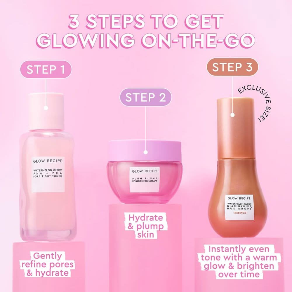 مجموعة "Glow Recipe Get Glowing with Me" من كاتي فانغ مع سيروم "Hue Drops" الملون