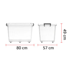 Cosmoplast Clear Plastic Storage Box with Wheels & Lockable Lid 132L
