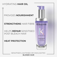 Kérastase Blond Absolu L’Huile Cicagloss Refillable Hair Oil 75ml and Refill Capsule Duo for Blonde or Lightened Hair