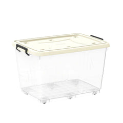 Cosmoplast Clear Plastic Storage Box with Wheels & Lockable Lid 132L