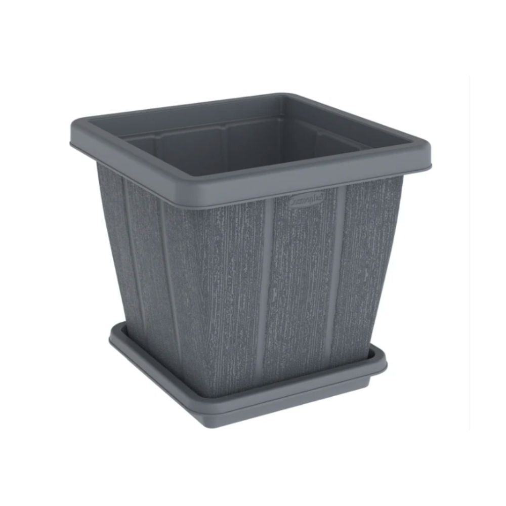 Cosmoplast Cedargrain Square Planter with Tray 30L