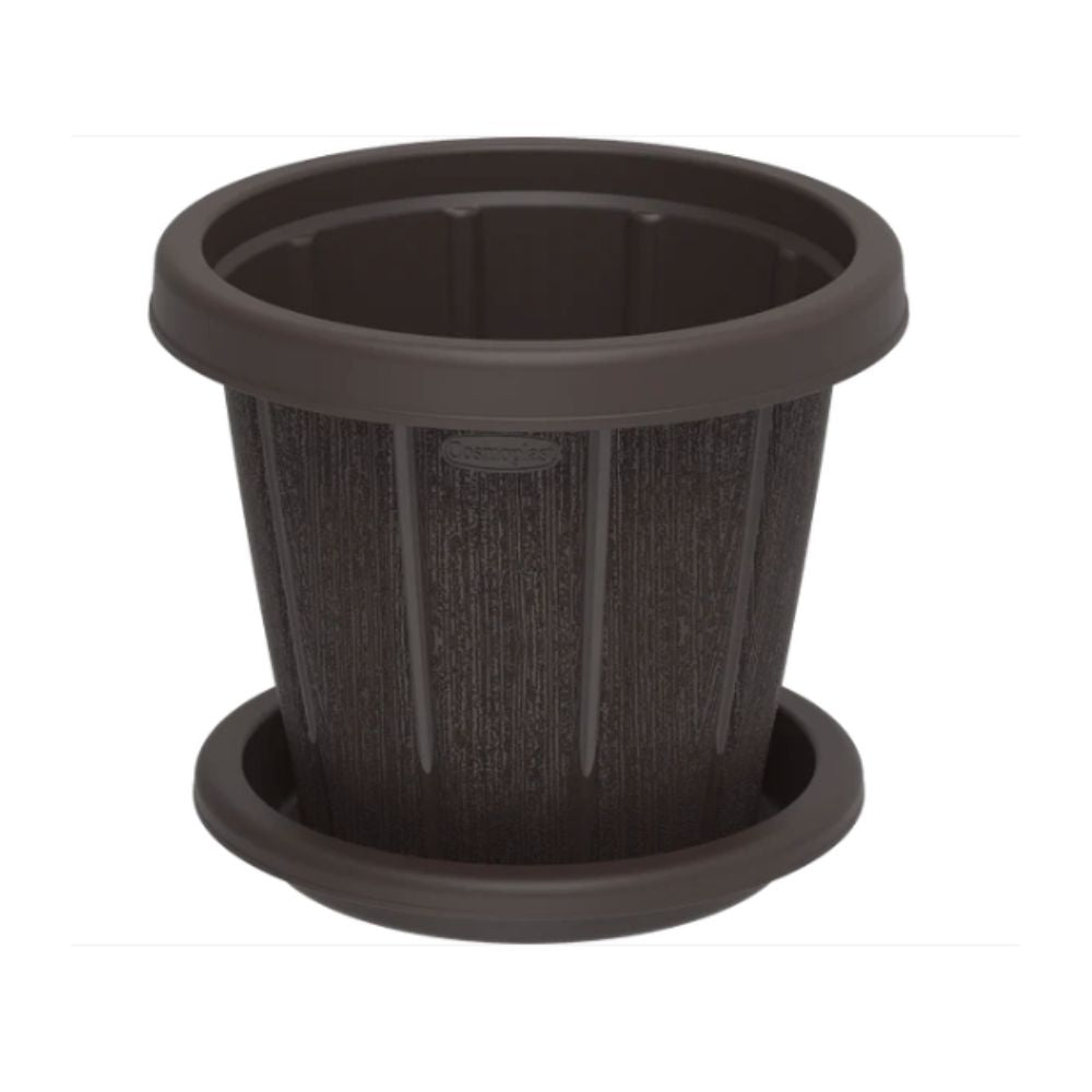 Cosmoplast Cedargrain 10" Flowerpot with Tray