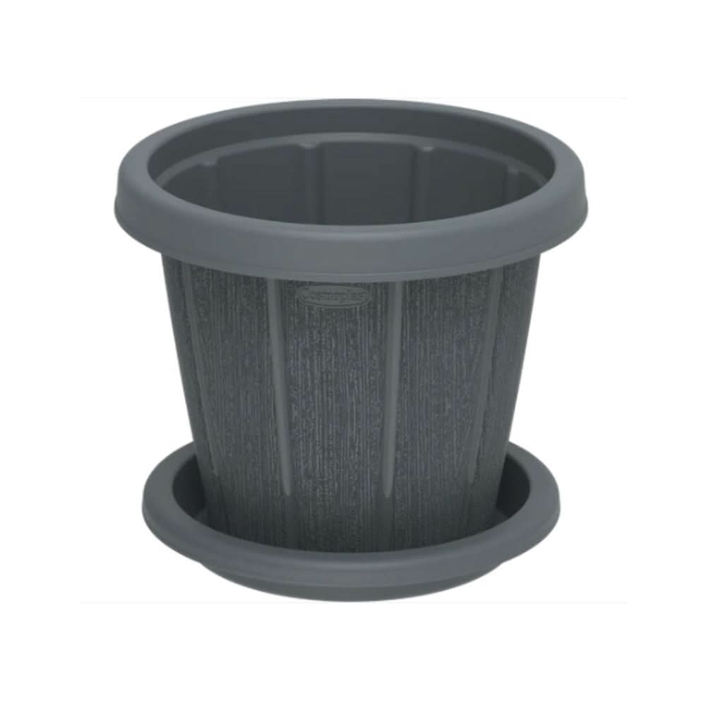 Cosmoplast Cedargrain 10" Flowerpot with Tray