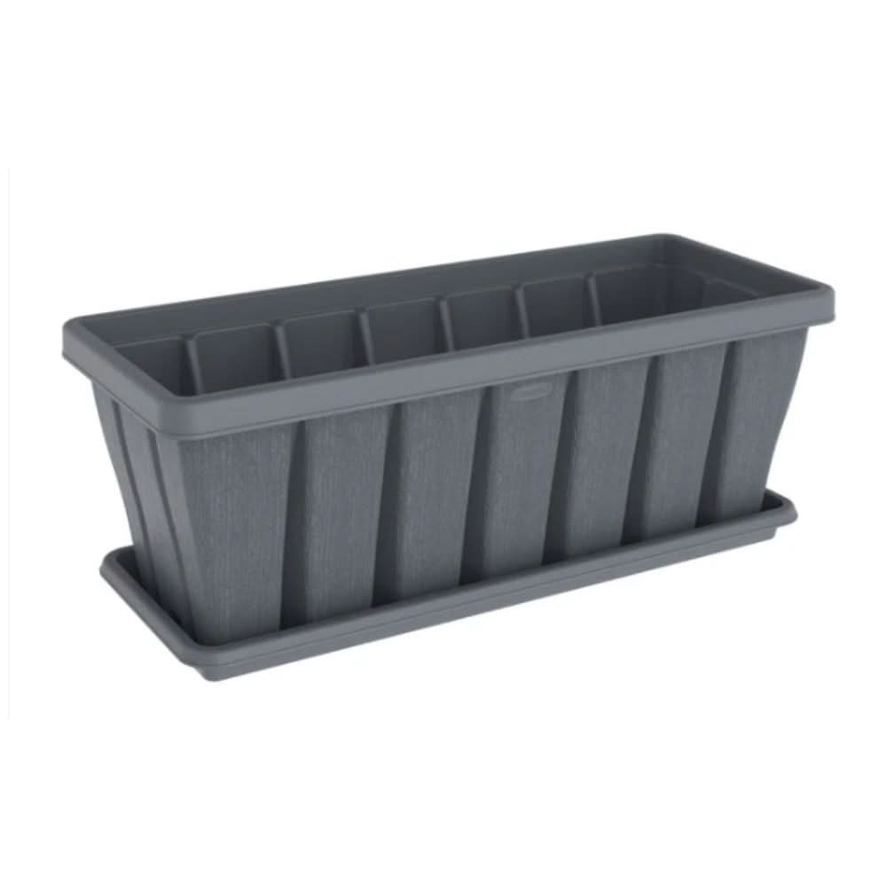 Cosmoplast Cedargrain Rectangular Planter with Tray 24"