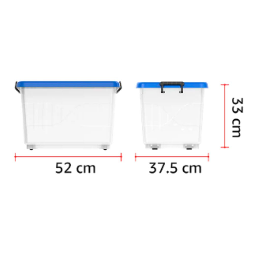علبة تخزين بلاستيكية شفافة من كوزموبلاست، مرطب مضاد للشيخوخة، مزودة بعجلات وغطاء قابل للقفل، سعة 33 لترًا