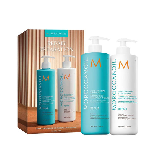 شامبو وبلسم موركان أويل لإصلاح الشعر بالترطيب، عبوة من قطعتين × 500 مل