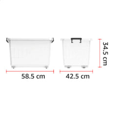 صندوق تخزين بلاستيكي شفاف من كوزموبلاست مزود بعجلات وغطاء قابل للقفل سعة 55 لترًا