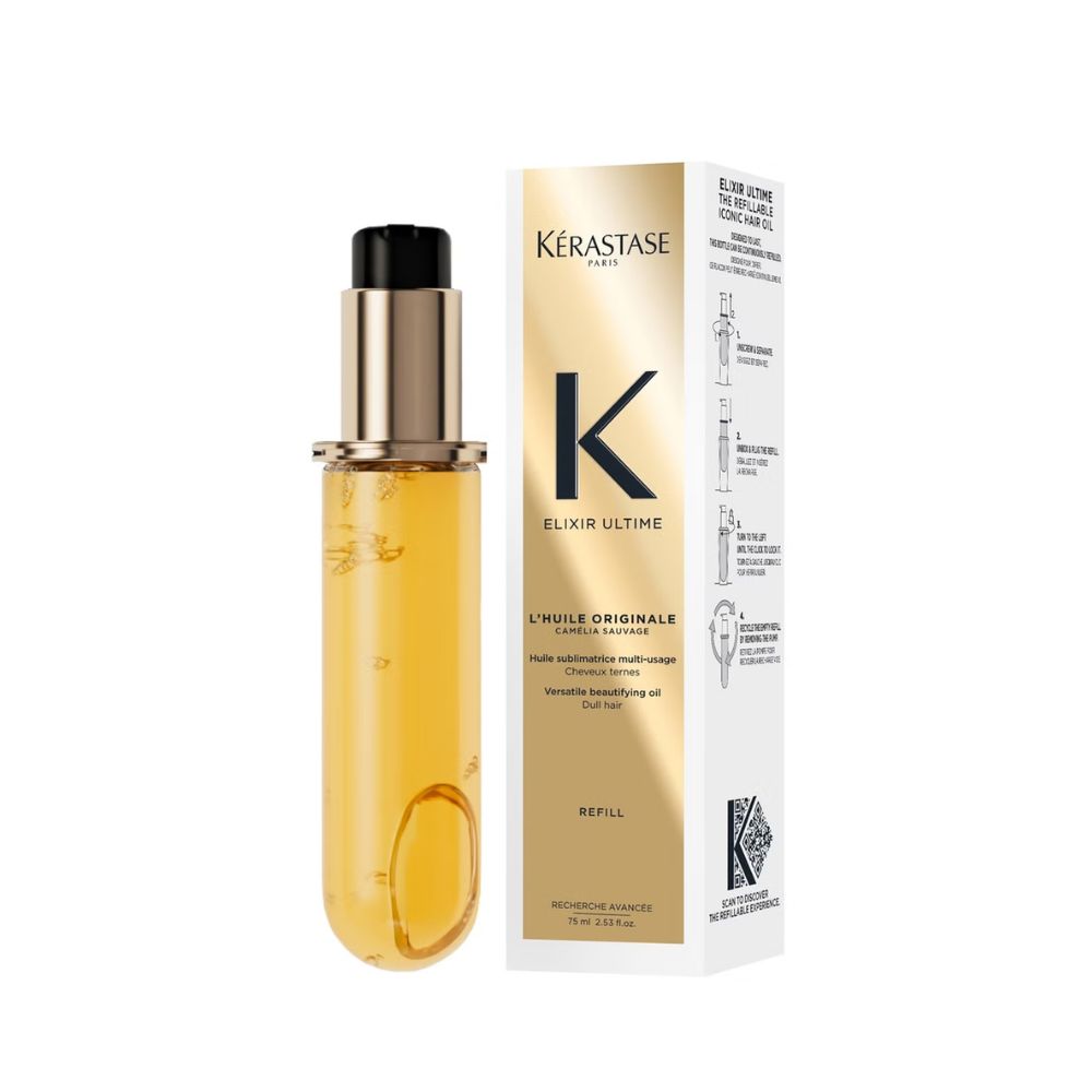 KΓ©rastase Elixir Ultime L'Huile Originale Hair Oil 75ml for All Hair Types with 75ml Refill Bundle