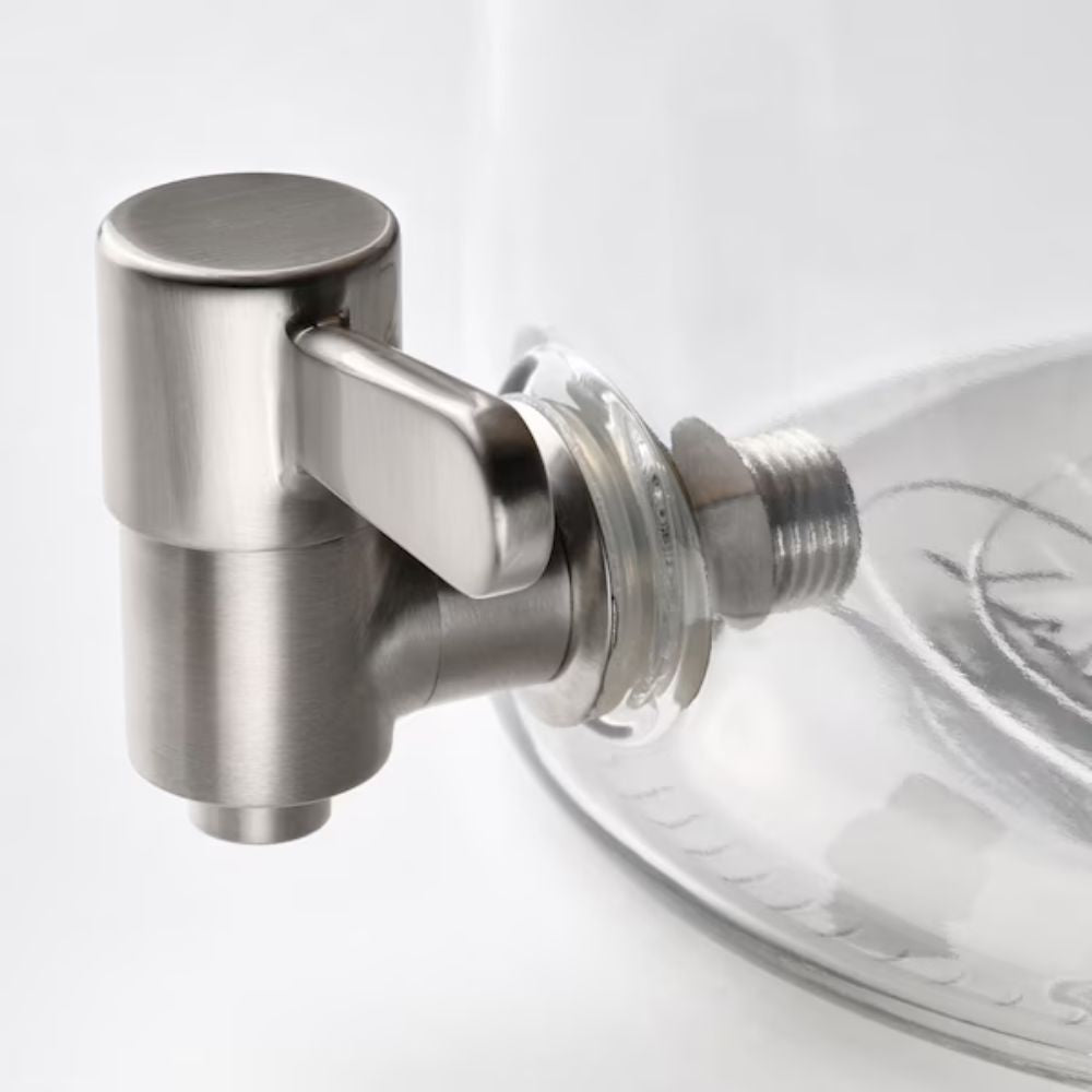 مرطبان ايكيا 365+ مزود بصنبور، مصنوع من الخيزران/الزجاج الشفاف، سعة 4 لترات