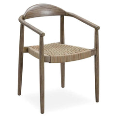 كرسي طعام جافي من خشب الأوكالبتوس والحبال (قطعتان، 56 × 53 × 79 سم)