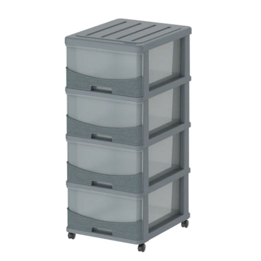 Cosmoplast Cedargrain 4 Tiers Storage Cabinet with Drawers & Wheels