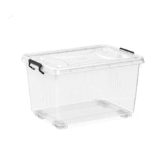 Cosmoplast Clear Plastic Storage Boxes with Wheels & Lockable Lid 22L