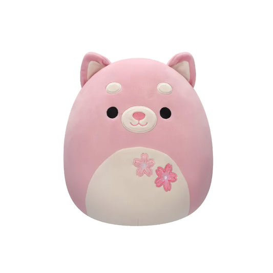 SQUISH Mallows Etude Shiba With Sakura Flowers Plush Toy Pink 12 Inch