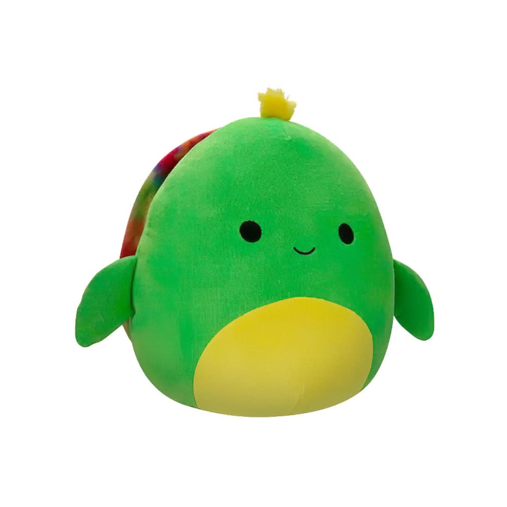 SQUISH Mallows Lars Neon Turtle Tie Dye Shell Plush Toy Green 12 Inch