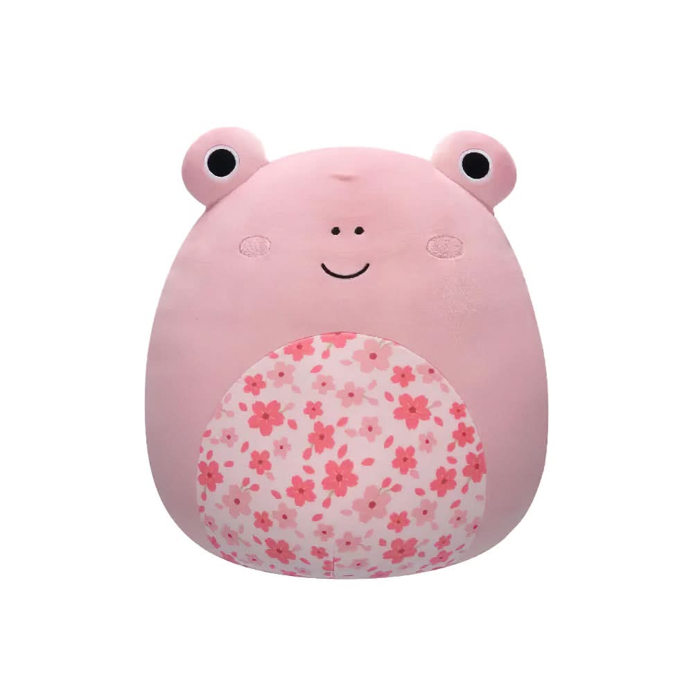 SQUISH Mallows Kline Frog With Sakura Flower Belly Plush Toy Pink 12 Inch
