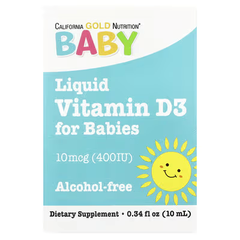 California Gold Nutrition, Baby Vitamin D3 Drops, 10 mcg (400 IU), 0.34 fl oz (10 ml)