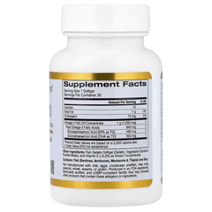 California Gold Nutrition, Omega 800 Ultra-Concentrated Omega-3 Fish Oil, kd-pur Triglyceride Form, 30 Fish Gelatin Softgels (1,000 mg per Softgel)