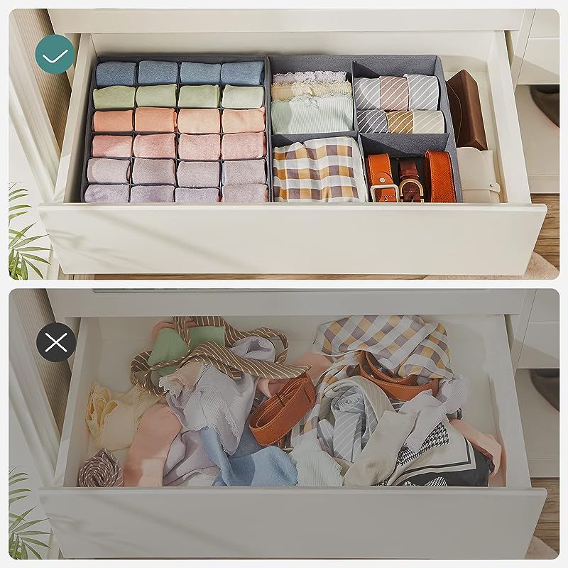 منظم أدراج أنيق من القماش بستة أدراج من سونغميكس، رمادي اللون، موديل RDZ06G