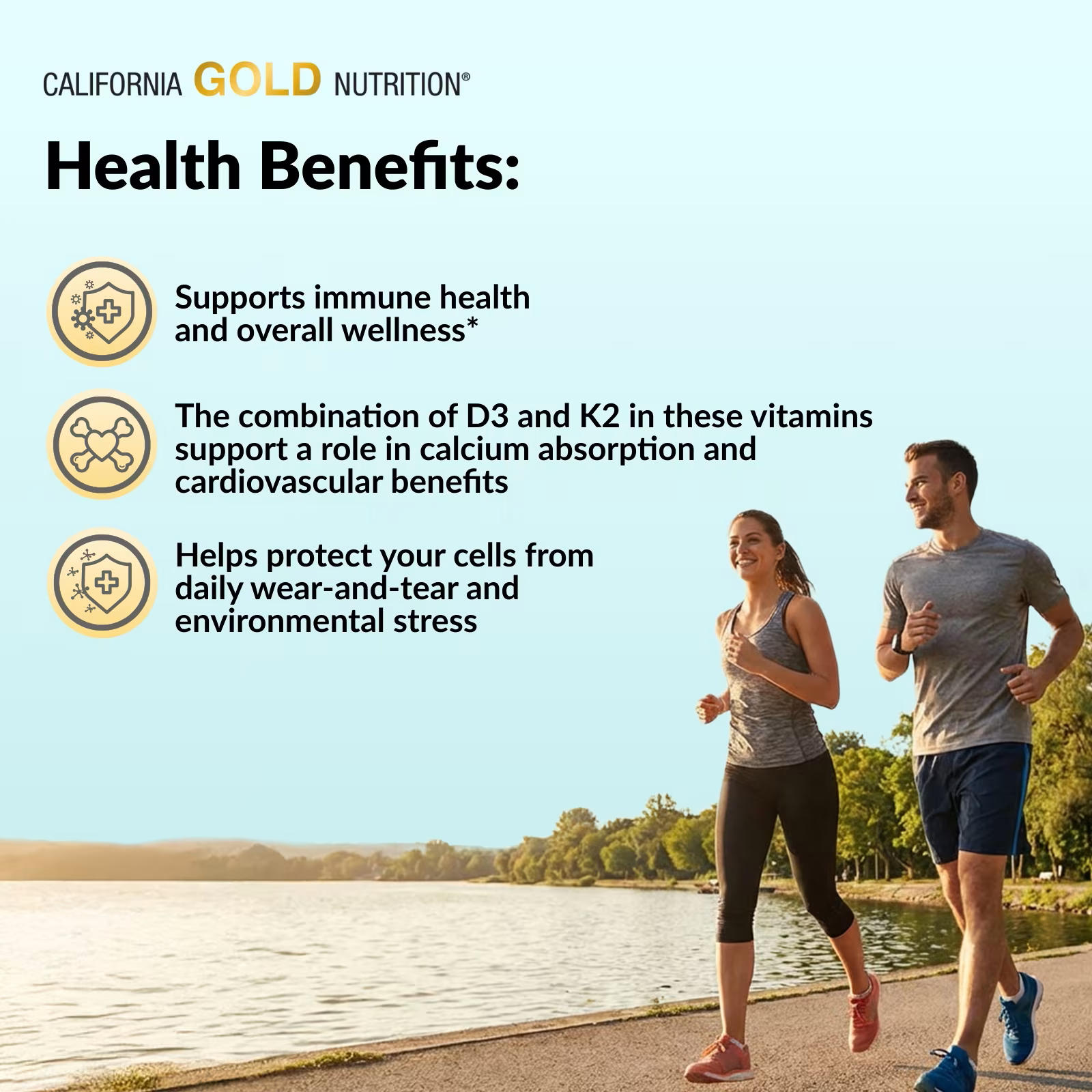 California Gold Nutrition, Vitamin D3 + K2 as MK-7, 60 Veggie Capsules