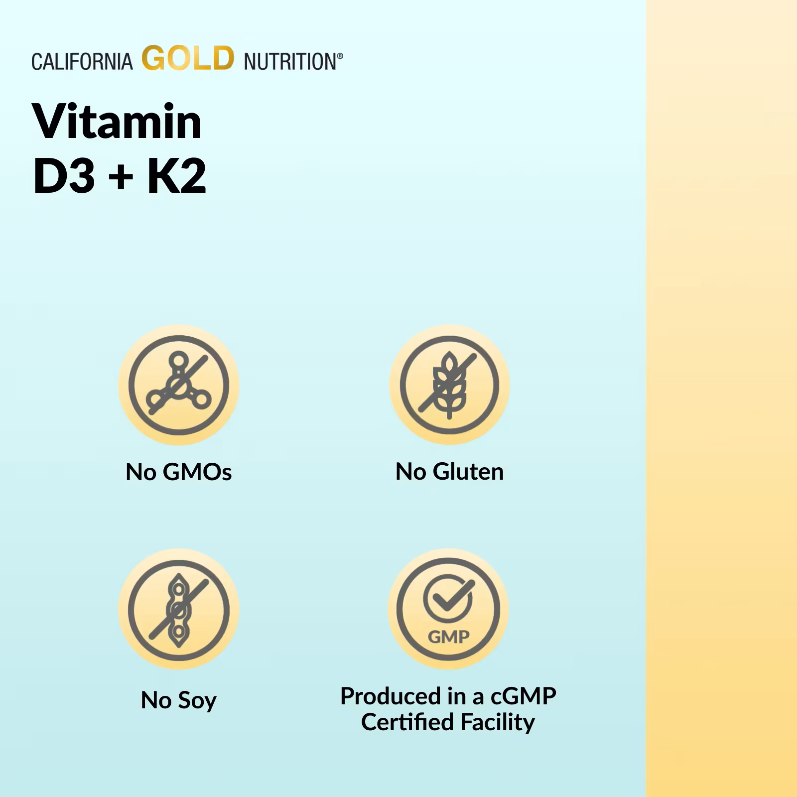 California Gold Nutrition, Vitamin D3 + K2 as MK-7, 60 Veggie Capsules