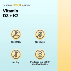 California Gold Nutrition, Vitamin D3 + K2 as MK-7, 60 Veggie Capsules