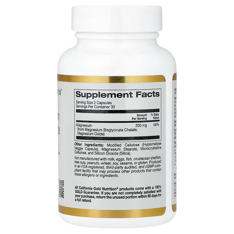 California Gold Nutrition, Magnesium Bisglycinate Chelate, Albion TRAACS,(100 mg per Capsule)