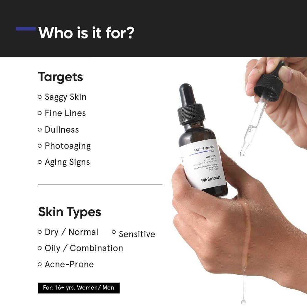Minimalist Multi Peptides Face Serum with 7% Matrixyl 3000 & 3% Bio-Placenta 30ml