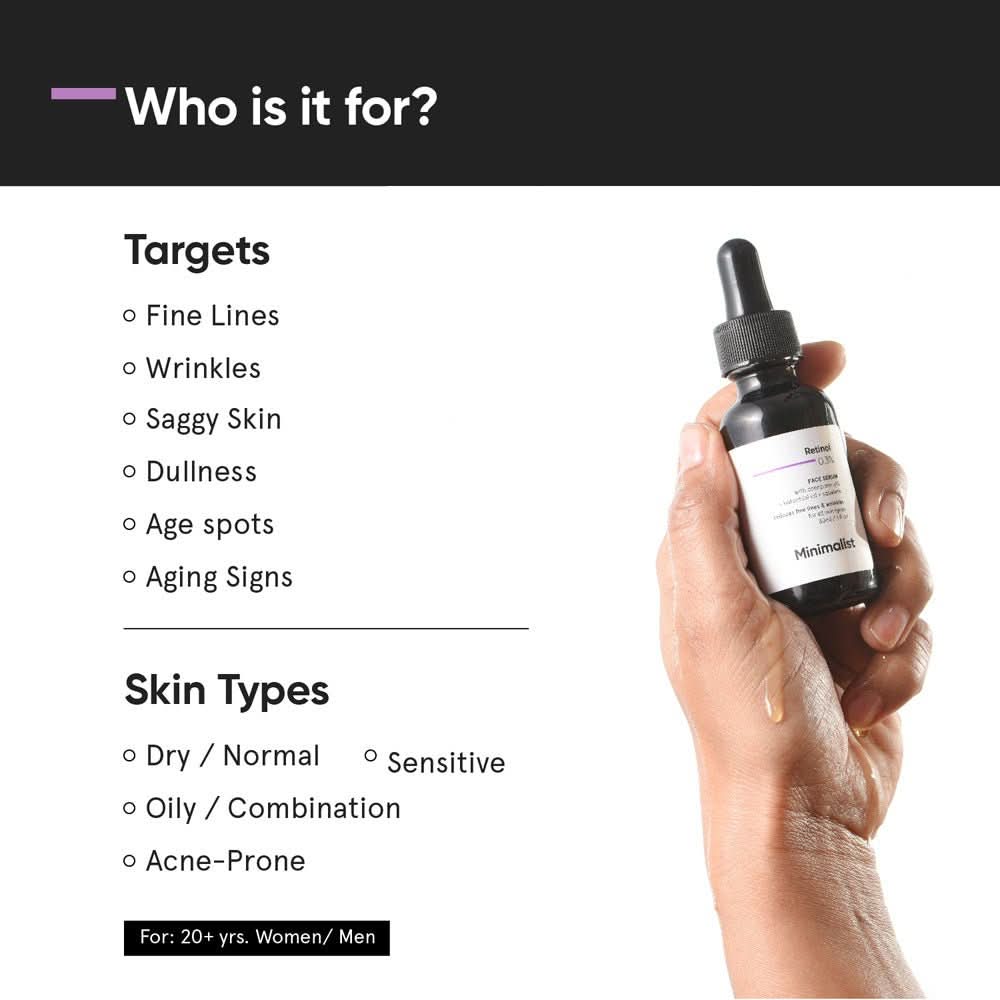 Minimalist Retinol 0.3% Anti Aging Face Serum 30ml